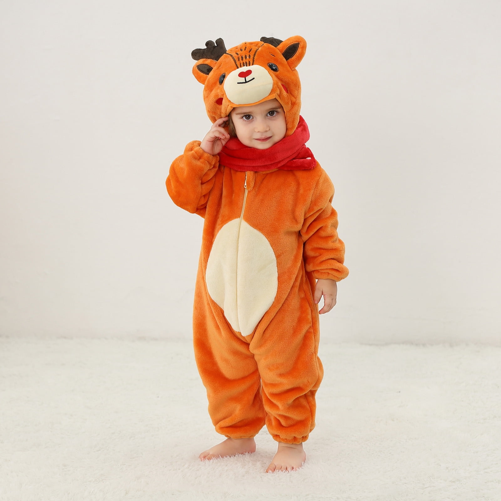 Ahuyic Toddler Kids Casual Rompers, Autumns And Winters Kids Long Sleeved JumpSuit,Toddler Boys And Girls Cute Printing Romper Long Sleeve Hooded Jumpsuit Cute Printing Flannel Clothes