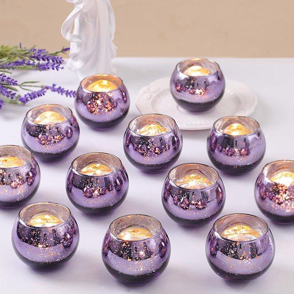 Portavelas votivos LETINE Purple Mercury Glass (36 unidades)