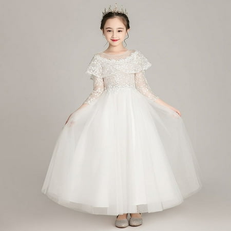Children‘s Evening Dress Little Girl‘s Birthday Stylish Puffy Floral Girl‘s Dress Girls‘ Piano Performance Dress Dress