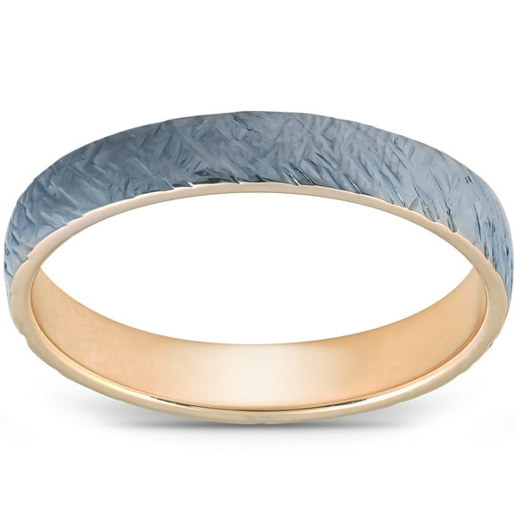 Pompeii 4mm Band 14k Yellow & Black Gold Brushed Mens Wedding Ring (,)