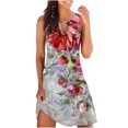 thumbnail image 2 of SMihono Robe d'Été Grande Taille pour Femmes 2023 Mode Aguichant Vintage à Col Rond Sans Manches Imprimée Robes Rondes, 2 of 5
