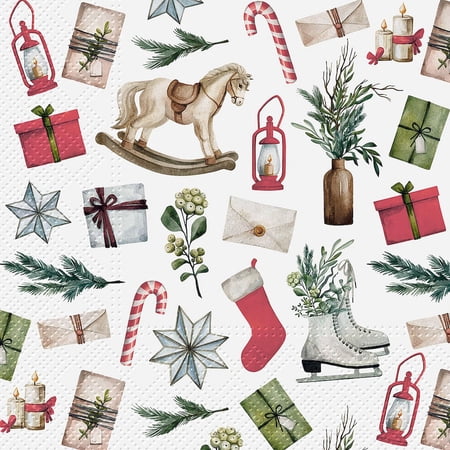 Large Vintage Holidays Napkins. 20 Pack