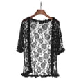 thumbnail image 4 of Women's Cardigans Women Underwire Lingerie Lace Vest Elegant Dirndl Blouse Lingerie Coat Sun Shirt Black, 4 of 6