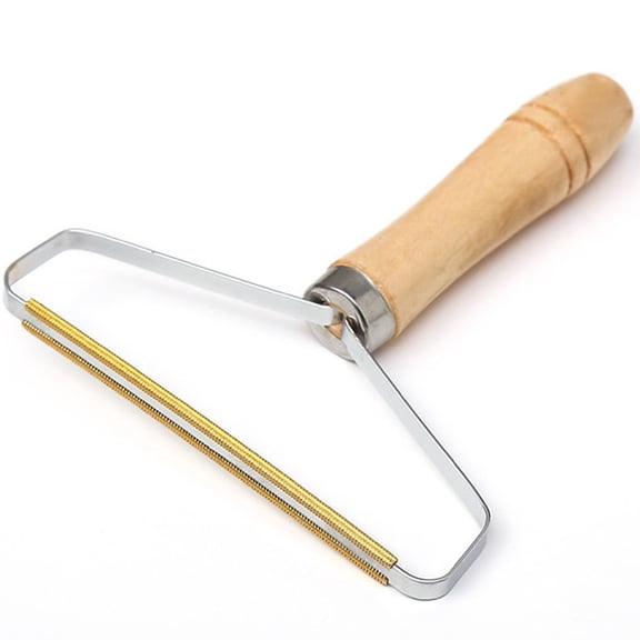rtable Lint Remover - Double Sided Copper Blades Carpet Scraper Pet Dog Cat Hair Remover for Carpet with Wooden Handle Reusable Hair Remover Tool Fur Fluff Remover