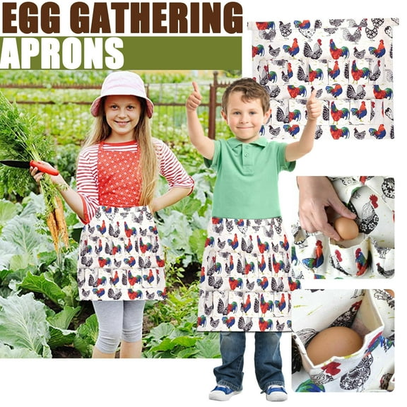 Clearance Apron Sleeve under $7 Chicken Fashion Boys Collecting Apron Home Pockets Girls Apron Holds Home Decor