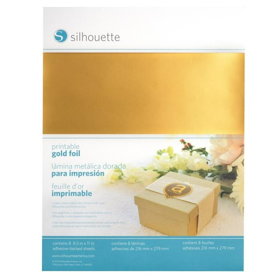 Silhouette Printable Adhesive Foil 8.5"X11" 8/Pkg-Gold