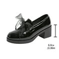 thumbnail image 5 of Women's Fashion PU Leather Bow Solid Color Casual Shoes Temperament A Slip On Shoes Casual Shoes Women's Patent Leather Slip-On Penny Loafers Flats Bow Slip-On Stylish Loafers Dress Shoes, 5 of 8