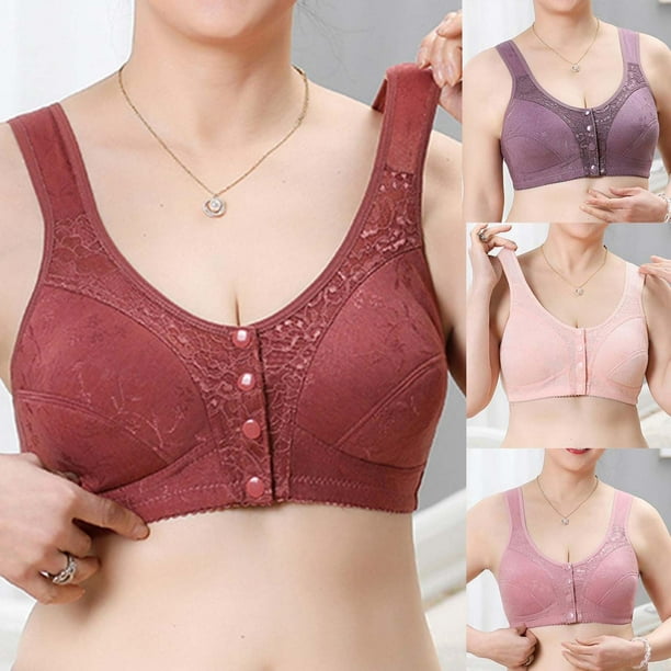 Front Closure Wireless Bras for Women,Casual Plus Size Bras Seniors Older  Women Front Button Shaping Cup Nursing Bras