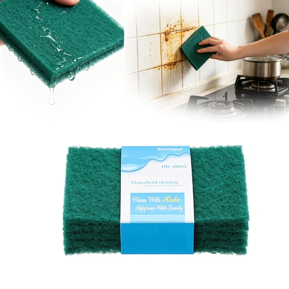 Heavy-Duty Green Scouring Pads,Reusable Non-Scratch Scrub Pads,5.9X3.94 inch Multipurpose Scrubbers,Scouring Pads,Reusable Dish Scrubber for Household Kitchen Dishes Pots Pans,Green 5PCS