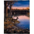 thumbnail image 5 of Reindeer Plush Throw Bed Blanket for Kids Adults Reindeer by the River Sunset Scene Super Soft Cozy Luxurious Blanket Lightweight Fleece Blankets for Couch Bed Sofa Warm All Season 40×50inch, 5 of 6