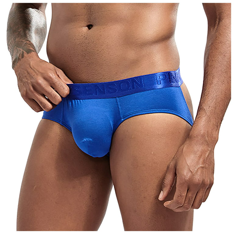 QIPOPIQ Mens Underwear Sexy Double Tripod Solid Color Low Waist