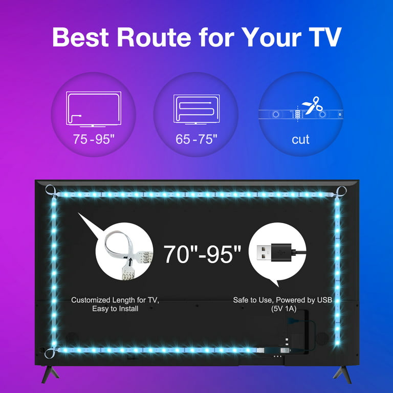 DAYBETTER TV Led Backlight,20ft Led Lights for TV 85-100 inch with Remote,Sync  with TV for Bedroom,Mood Lighting,Gaming Room Decor 