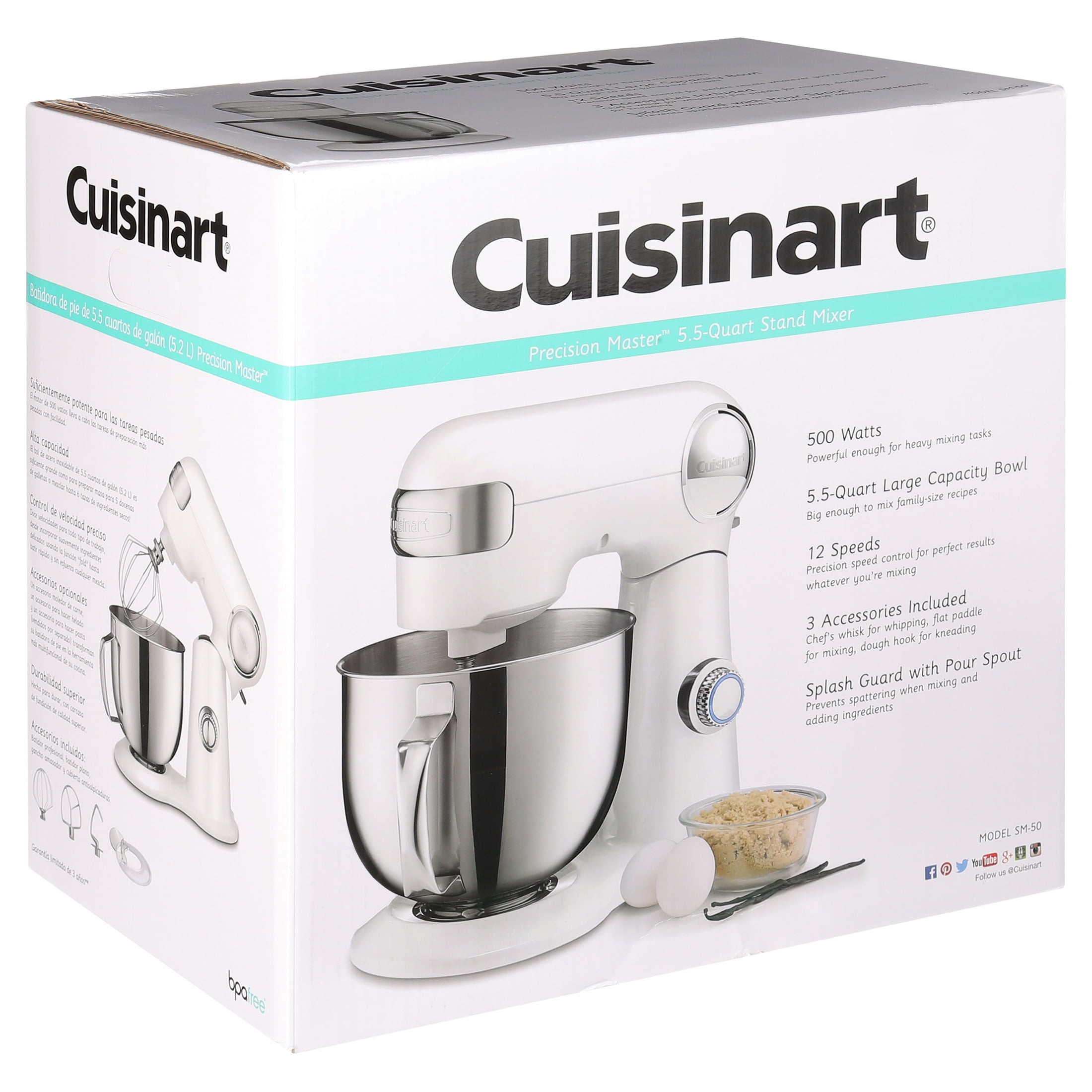 Cuisinart Precision Master 10-Speed 5.5-Quart Stand Mixer - White Linen