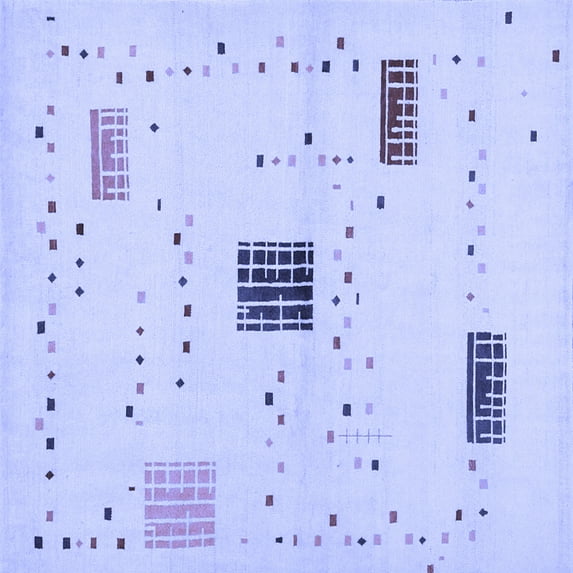 Ahgly Company Indoor Square Solid Blue Modern Area Rugs, 4' Square