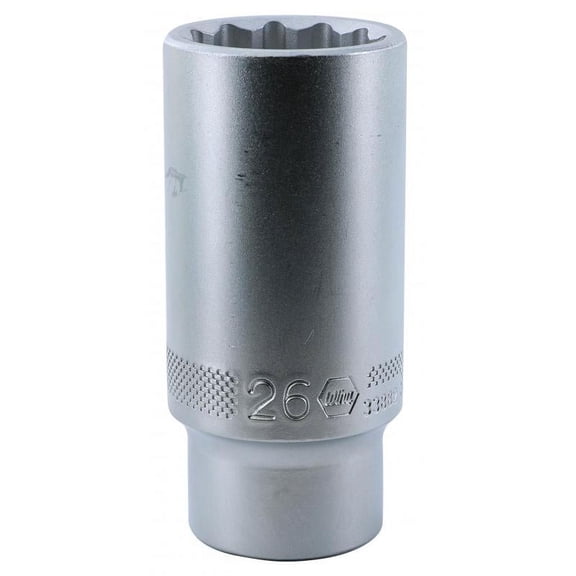 Wiha 33882 1/2 Inch Drive Deep Socket, 12 Point, 26 mm