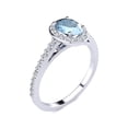 thumbnail image 2 of SuperJeweler 1 Carat Oval Shape Aquamarine and Halo Diamond Ring In Sterling Silver For Women, 2 of 6