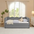 thumbnail image 6 of Bed Frames Cozy Gingham Daybed with Trundle Twin Size Sofa Bed No Box Spring Needed, with USB Port and Adorable Wave Shaped, Linen Fabric, Black,Adjustable Bed Base, 6 of 16