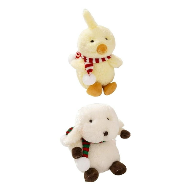 2 mini peluches de dibujos animados para decoración del hogar, regalo para niños. pollito y oveja