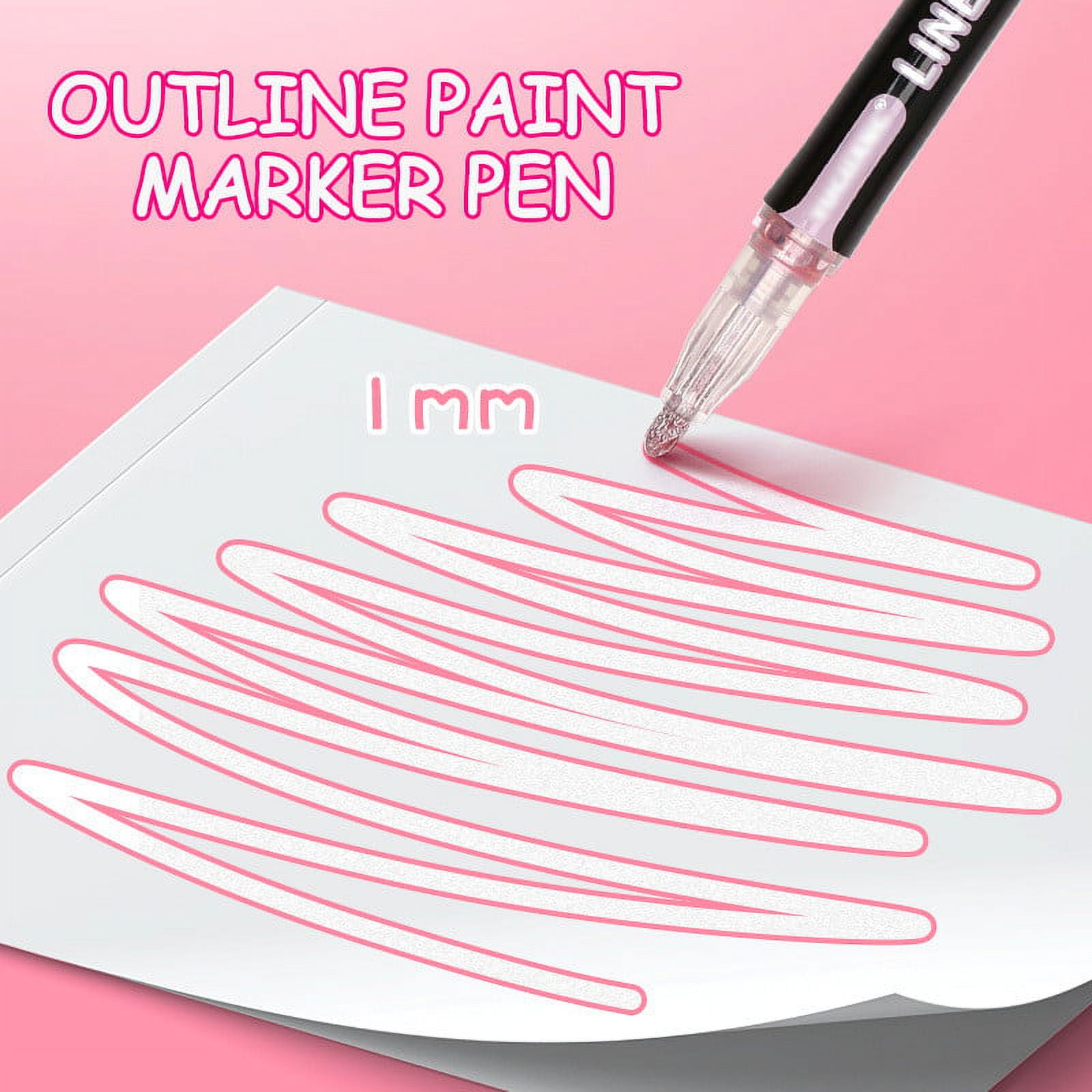 Shiny Double-Line Outline Pen Color Marker Student With Fluorescent Net Red Double Hand Account Pen（10Ml）