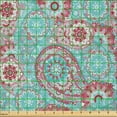 thumbnail image 2 of Ambesonne Vintage Fabric by the Yard Microfiber, Oriental Spring Flowers, 5 Yards, Pink Pale Blue, 2 of 2