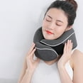 thumbnail image 1 of Almohada cervical de viaje de espuma viscoelástica - Ajustable y suave para aviones, coches y sillones reclinables - Doble cara - Funda extraíble y lavable - 28 x 28 x 14 cm - Gris, 1 of 6