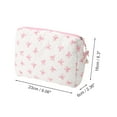 thumbnail image 2 of Unique Bargains 1 Pc Medium Pendant Bow Makeup Bag White Pink Polyester, 2 of 6
