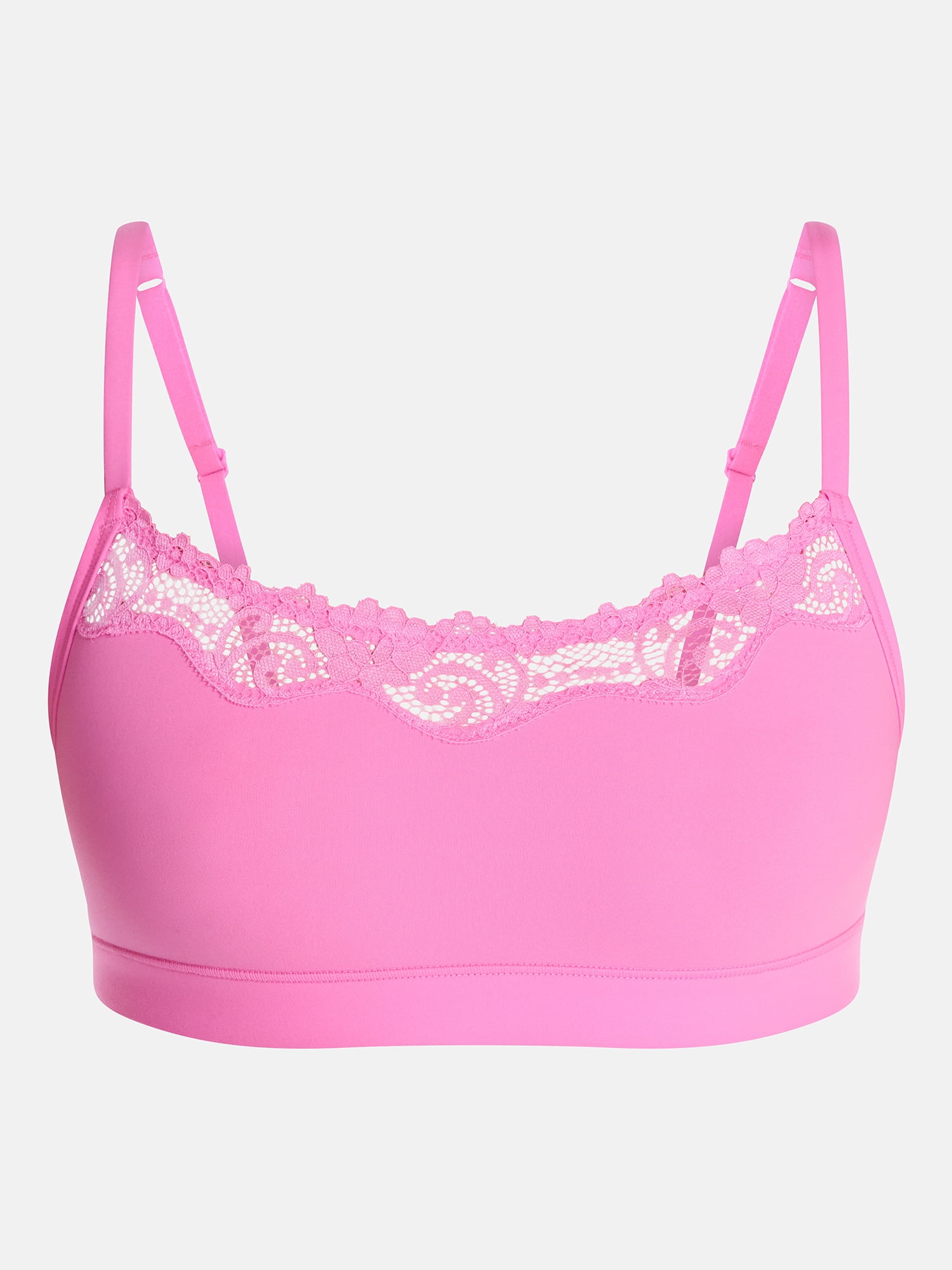No Boundaries Fit Stretch Scoop Bralette with Lace, Women's XS-3XL