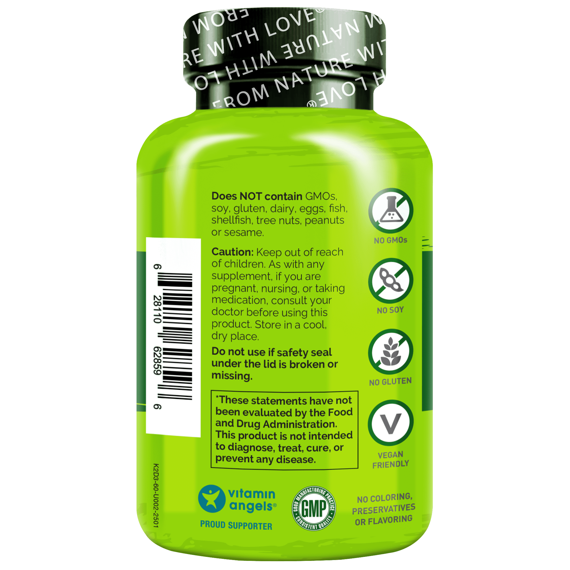 NATURELO Vegan Zinc Immune Support Capsules - Whole Food Complex with Vitamin C for Healthy Skin, Hair, and Nails - 120 Capsules