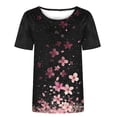 thumbnail image 4 of Staron Chemises d'Été pour Femmes Décontractées Douces Basiques T-Shirts de Bureau Blouses à Imprimé Floral Col Rond Manches Courtes Tunique Décontractée T-shirt Ample Jaune G, 4 of 4