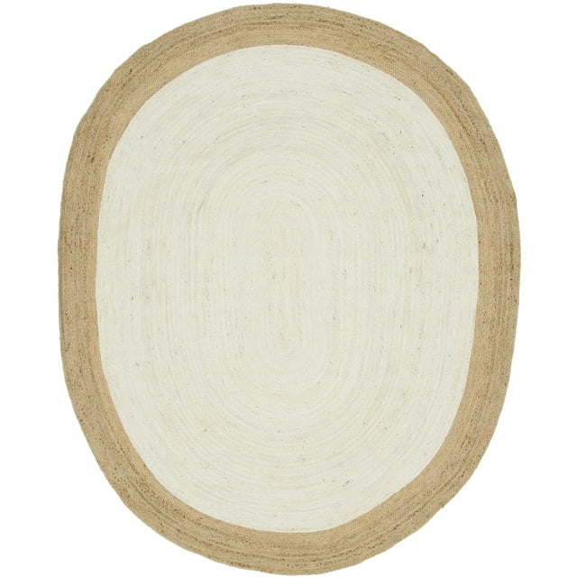 Unique Loom Braided Jute Collection Hand Woven Natural Fibers Ivory Oval Rug (8' 0 x 10' 0)