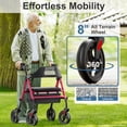 thumbnail image 5 of ZOTO Foldable Rollator Walker with Seat for Seniors, Height Adjustable Lightweight Rolling Walker with Sturdy Reinforced Carbon Steel Frame, Red (VR2-RD), 5 of 9