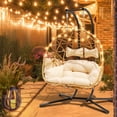 thumbnail image 6 of FKS LIFE Double Egg Chair Swing Chair Hammock Outdoor Patio Furniture Hanging Loveseat with Stand, 6 of 7