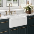 thumbnail image 5 of Whitehaus Collection 24" Reversible Single Bowl Fireclay Kitchen Sink with Grid: Three Edge Frame, Plain Front Apron, 5 of 6