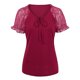 thumbnail image 1 of Forme a mujeres la camiseta floral de la manga del cordón del lazo del uno mismo Ahueca hacia fuera Abanopi Borgoña M, 1 of 7