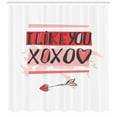 thumbnail image 3 of XOXO Shower Curtain, I Like You Calligraphy with Brushstrokes Cute Design Image, Fabric Bathroom Set with Hooks, 69W X 75L Inches Long, Dark Coral Rose Coral Charcoal Grey, by Ambesonne, 3 of 3