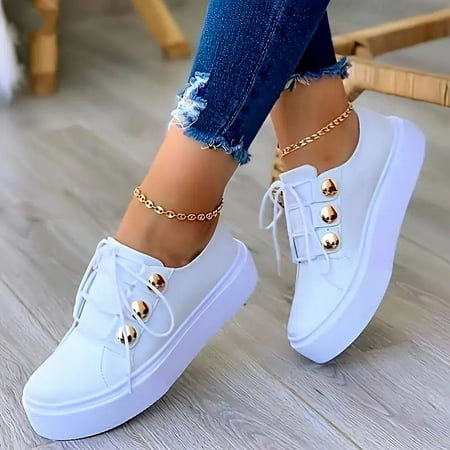

Comfy Round Toe Lace Up Platform Shoes Casual Walking Sneakers Casual & Stylish Shoes Women‘s Footwear