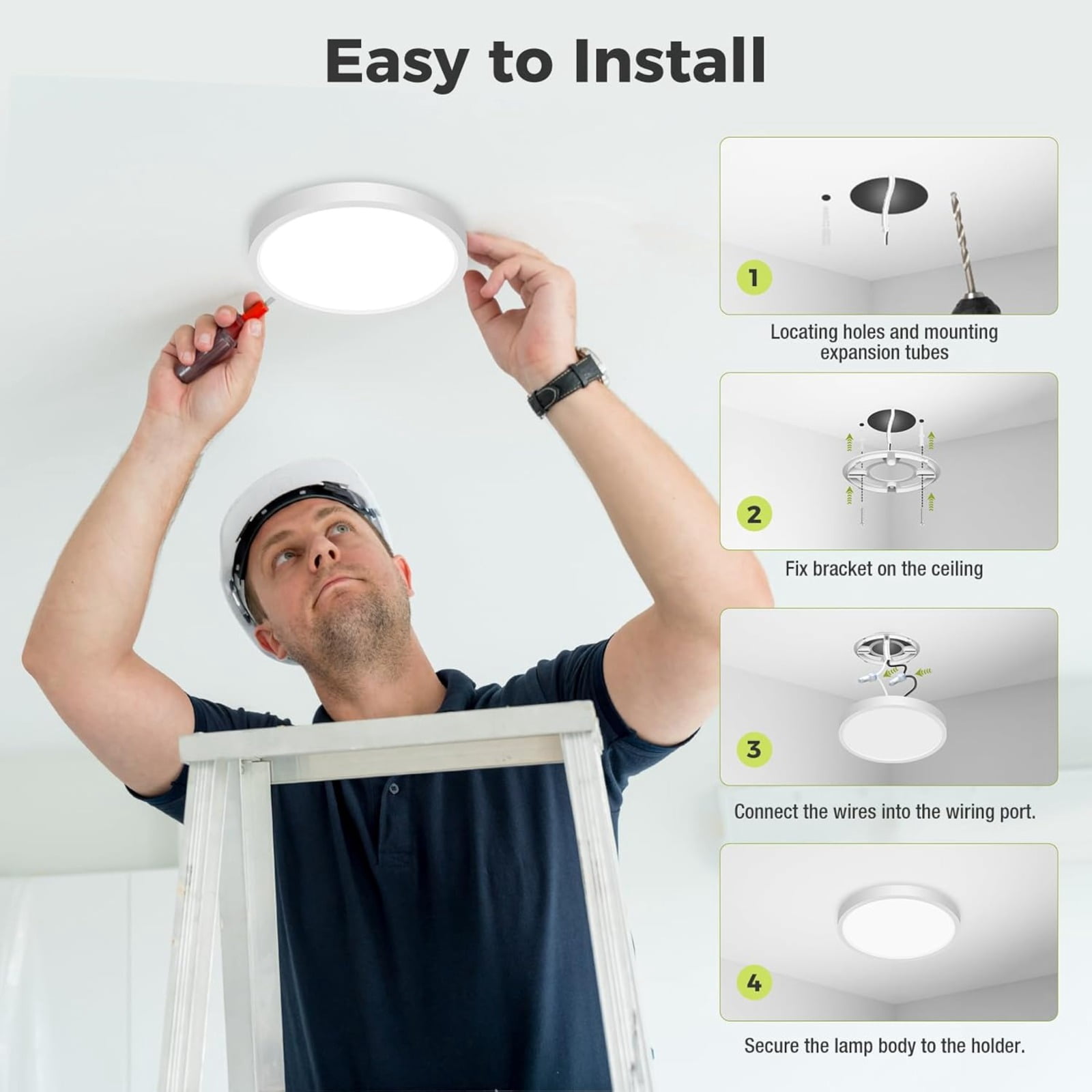 4 Pack 7 Inch LED Flush Mount Ceiling Light, Dimmable with 5 Color Temperatures, Modern Fixture for Kitchen, Bedroom and Hallway