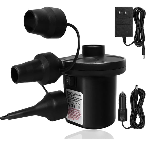Ximux Electric Air Pump,110V AC/12V DC, 5000PA 50W Portable Quick-Fill,Car Power Adapter,Inflator/Deflator Pumps with 3 Nozzles,by Outdoor Camping, Swimming Ring,Inflatable Cushions,Air Mattress Beds