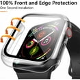thumbnail image 3 of 3 Pack Case for Apple Watch Screen Protector 42mm Series 3, Hard PC Full Protective Cover with Tempered Glass for iWatch 42mm (Transparent, 3 Pack), 3 of 5