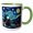 Green/White, variant on 3drose, Brown Bear Sits on the Hill at Starry Night, Funny Artsy Gift, 11oz Magic Transforming Mug