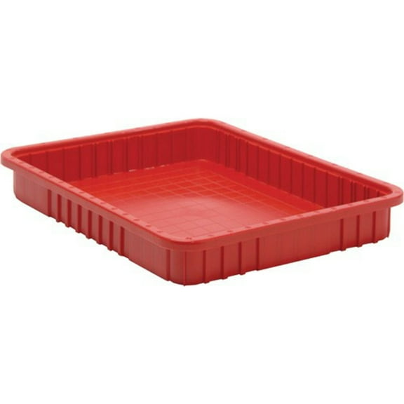 Quantum Storage Systems Dividable Grid Container, 22.5"L x 17.5"W x 3"H - Red, 6 Pack