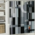 thumbnail image 6 of PRATYUS  Geometric Fabric Shower Curtain Set, Abstract Mid Century Modern Minimalist Waterproof Shower Curtain for Bathroom Decor, Black and White Black Grey 69x72, 6 of 7