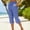#0193-Blue, variant on Womens Gingham Print Capri Pants Elastic Waist Drawstring Casual Capris with Side Pockets and Slit Hem