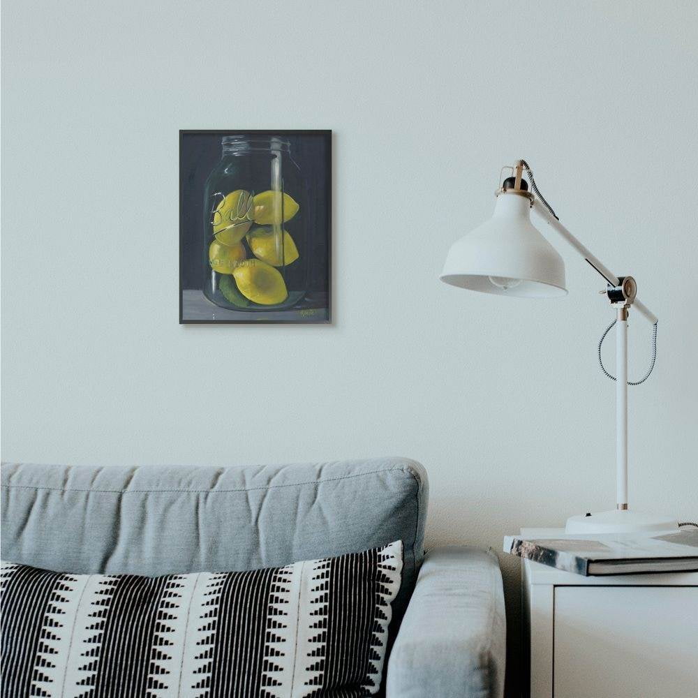 Stupell Industries Lemon Fruit Still Life Painting Framed Giclee Texturized Art by Marnie Bourque