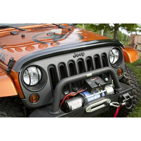Rugged Ridge by RealTruck Hood Bug Deflector for Wrangler JK/JKU | Smoked Acrylic | 11350.02 | Compatible with 2007-2018 Jeep Wrangler JK/JKU