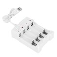 thumbnail image 3 of A04 ABS blanco respetuoso con el medio ambiente resistencia a altas temperaturas cargador USB de 4 ranuras de carga para batería AA/AAA, 3 of 8