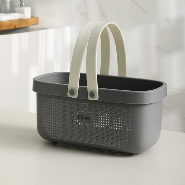 Cesta de almacenamiento de escritorio hueca, dispensador, contenedor, cesta portátil para ducha, cesta de baño: cesta de almacenamiento de plástico con asa, organizador portátil.