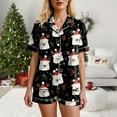 thumbnail image 5 of felwors Women Christmas Pajamas Set Silk Satin Short Sleeve Button Down Top and Shorts Plus Size Soft Sleepwear Lounge Xmas Pjs Black, XL, 5 of 6