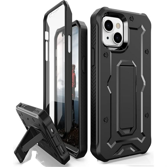 CaseBorne ArmadilloTek V Case for [iPhone 13 Pro Max] with Built-in Screen Protector & Kickstand Full-Body Multi-Layer Rugged - Black