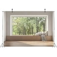 thumbnail image 4 of Modern Living Room Window Backdrop House Interior Green Forest Trees Scenery Nature Background Home Office Zoom Meeting Video Conference Backdrop Photo Studio Props, 4 of 4
